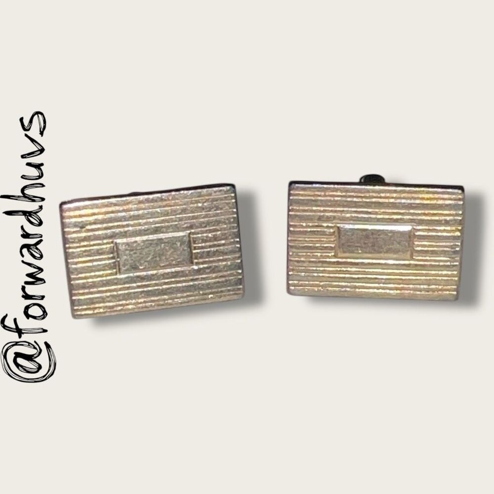 Vintage Rectangular Gold Tone Cufflinks 3/4 Inch - Worn Plating
